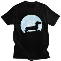 Moon Dachshund Lover T For Men Preshrunk Leisure Tshirt Wiener Dog Tee Clothing