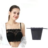 Women Tops Camisole Bra Insert Wrapped Chest Decoration Lace Transparent One-Piece Leak Proof Sticker Neckline Cover Up Tube Top