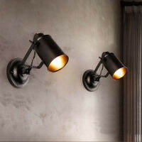 โคมไฟติดผนัง R Industrial Wall Light โลหะสีดำ E27 220V โคมไฟสำหรับร้านอาหารข้างเตียงบาร์ Cafe Home Lighting