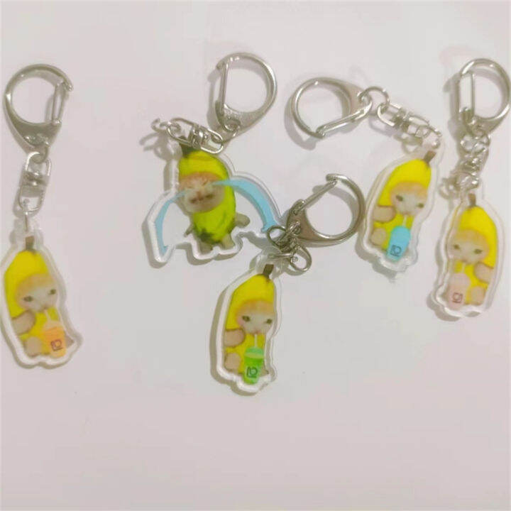 weblebrity-cat-keychain-banana-cat-keychain-cute-banana-cat-charm-weblebrity-cat-schoolbag-charm-cat-expression-keychain