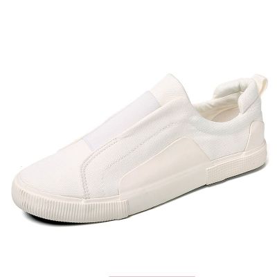 【Ready】🌈 Summer canvas shoes mens Korean version trendy all-match lazy shoes slip on non-lace-up small white shoes casual shoes trendy