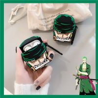 อะนิเมะเรื่องวันพีชเคสซิลิโคน3D Zoro หูฟังบลูทูธสำหรับ Airpods 1 2 Pro Kado Ulang Tahun PVC