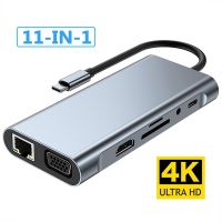 Adaptor Tipe C HUB Dock PD 87W HUB Tipe C 3.0 11-in-1 USB C 3.0 HUB Tipe C kompatibel dengan HDMI untuk MacBook Pro Air