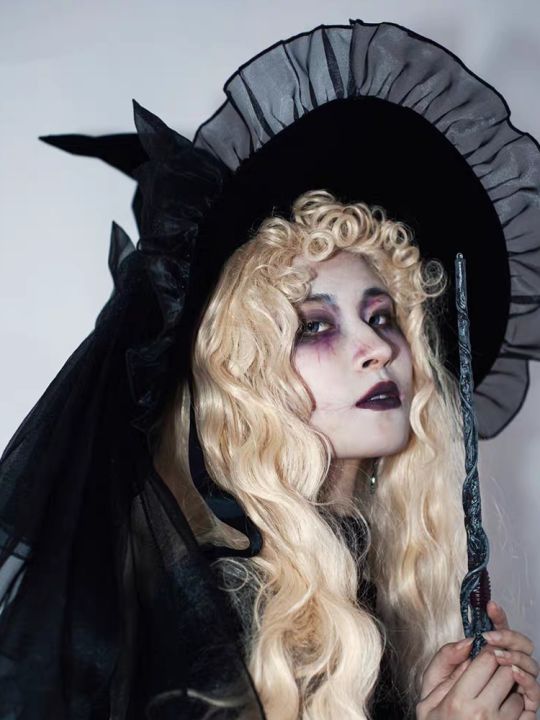 witch-pointed-hats-bandage-bow-hat-adult-gothic-costume-accessories