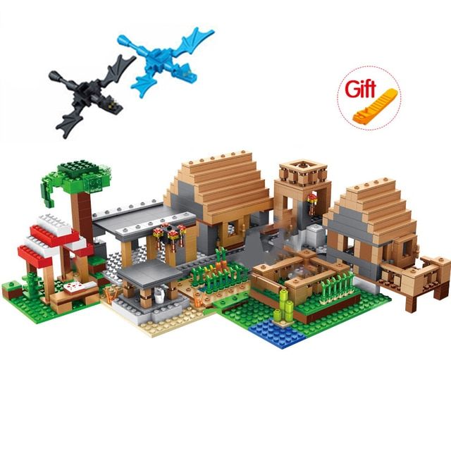 1208pcs-building-blocks-for-compatible-minecraftinglys-village-warhorse-city-tree-house-waterfall-educational-toys-for-childrens