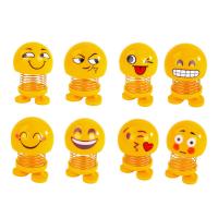 Umisu 6 Pcs/Set Cute Emoji Mini Shaking Head Dolls Car Decor Auto OrnamentsFunny Laughing Crying Smile Face Springs Dancing Toys