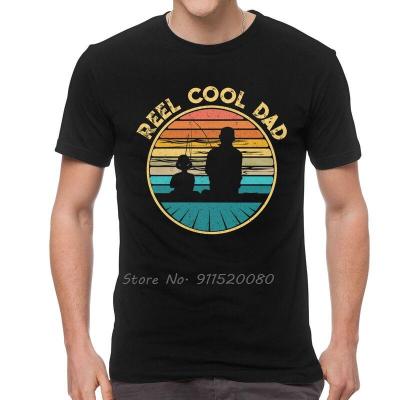 Retro Reel Cool Dad Fishing Tshirts Men Graphic Tee Tops Cotton T Shirt Short Sleeve Vintage Fish Daddy T-Shirts Gift Clothing