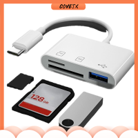 COVETX โทรศัพท์สมาร์ท การ์ดหน่วยความจำ แฟลชไดรฟ์ดิสก์ USB Type-C ไมโคร USB อะแดปเตอร์ OTG เครื่องอ่านการ์ด