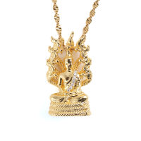 Buddhist Pendant Necklace Golden Chinese Style Ornament Buddha Amulet Hinduism
