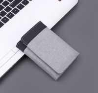 Wallets Men Canvas Color Patchwork  Three Foldable Short Credit Card Holder