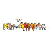 Modern Home Decor Colourful Birds on Wire Cute Animal Window Stickers for Bedroom Home Decoration PVC Decals Waterproof