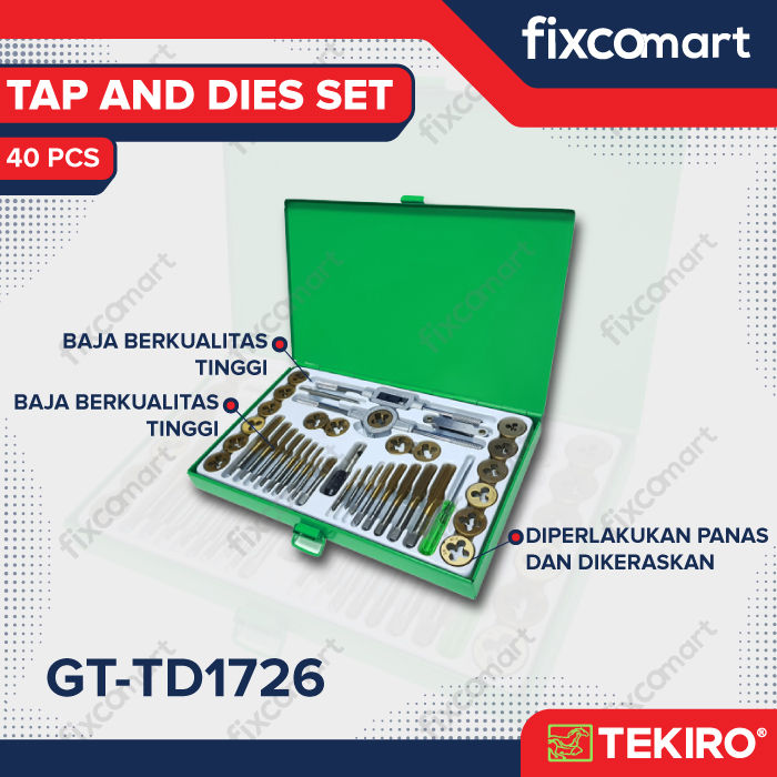 Tekiro Tap And Dies Set 40 Pcs Hand Tap Die 40pcs Alat Senai Dan Ulir Lazada Indonesia