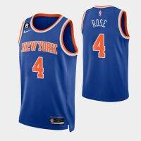 New York Knicks 4 Derrick Rose 2022-23 Icon Edition Royal Jersey