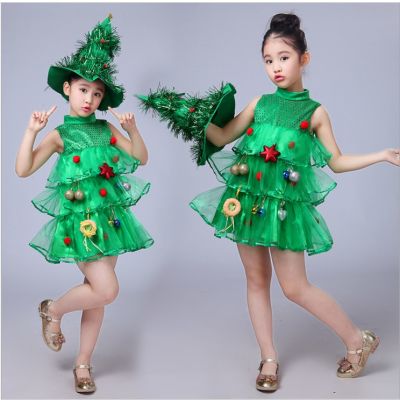 [Cos imitation] ชุดเดรสหมวกสีเขียวสำหรับเด็กผู้หญิงเด็ก1เซ็ต/ล็อตชุดคอสเพลย์คริสต์มาสชุดเดรสสีเขียว Elf คอสเพลย์คริสต์มาส (ดี)