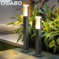 OSABO ไฟสนามหญ้า LED IP65กันน้ำ110V 220V,ไฟถนนอะคริลิคอลูมิเนียม30ซม. 40ซม. 60ซม. 80ซม. สำหรับลานสวนวิลล่า