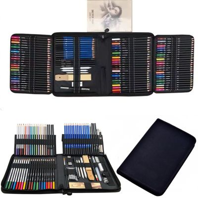 【CW】ชุดดินสอสี144ชิ้นและดินสอวาดภาพสำหรับชุดเครื่องมือวาดภาพดินสอสีน้ำมันโลหะ72ชิ้นอุปกรณ์ศิลปะศิลปิน 1 1 1