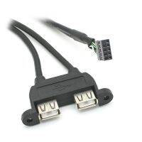 【DT】25cm Dual USB 2.0 A Type Female to Motherboard 9 Pin 9pin Header Cable with Screw Panel Holes  hot