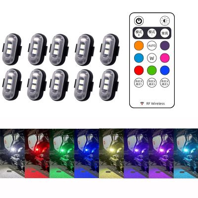 【LZ】❈♝﹍  10x 4x 8Colors Wireless LED Drone Strobe Light for Motorcycle Car Bike Remote Control Warning Light Indicator Light USB Charging