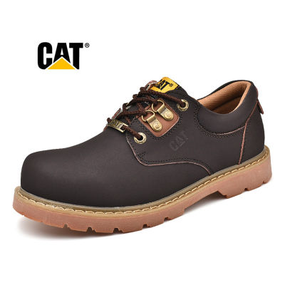 Caterpillar รองเท้าผู้ชายคลาสสิกอย่างเป็นทางการนุ่มรองเท้าสำหรับทำงานคู่สไตล์หนังรองเท้า