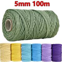 36 Colors 5mm 100m Macrame Cord Solid Colorful Twine Macrame Cotton Rope String Thread Handmade Craft Accessories DIY Braids General Craft