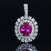Unheated Pink Sapphire Diamond Pendant จี้เพชรพิ้งค์แซฟไฟร์(ไม่เผา) สีชมพูสด(อมม่วงเล็กน้อย) เนื้อสะอาดมาก ประดับเพชรแท้น้ำ97 ตัวเรือนเป็นทองขาว18k