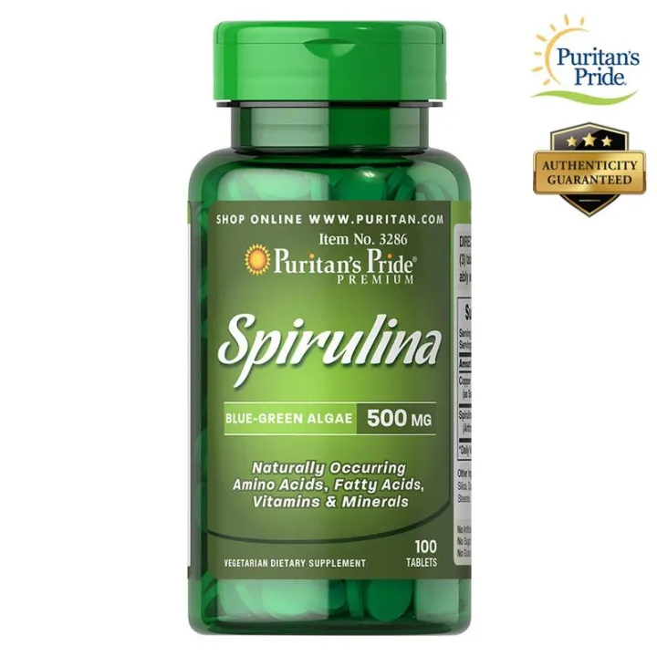 Puritan's Pride Spirulina 500mg 100 Tablets For Healthy Metabolism