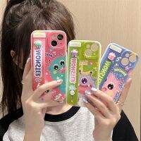 เคสโทรศัพท์รูปอสูรกายสีการ์ตูน Iphone 14 13 12 Pro Max 11ป้องกันการตกเคสน่ารักที่ถือสายรัดข้อมือ