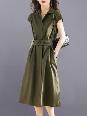 เดรสเสื้อขนาดใหญ่เดรสกระโปรงลำลองสไตล์เกาหลีสำหรับผู้หญิง,เดรสฤดูร้อน2023ใหม่เดรสเอวสูงทันสมัย