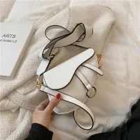 Hot Offers Smooth PU Leather Saddle Shoulder Bags Designer Brand High Quality Wide Strap Small Crossbody Bags White Yellow