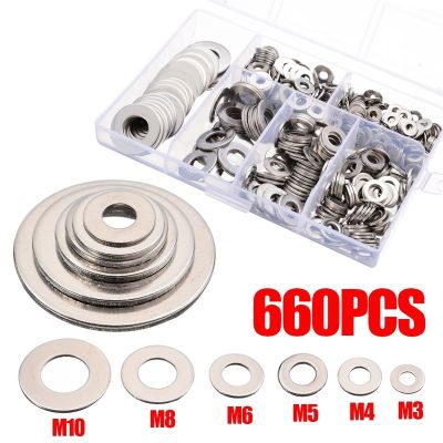 660pcs Stainless Steel Sealing Solid Gasket Washer M3 M4 M5 M6 M8 M10 Sump Plug Oil For General Repair Seal Ring Set