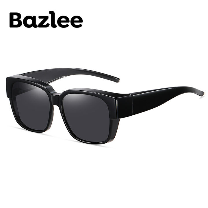 bazlee-แว่นกันแดดโพลาไรซ์ทรงพอดีตัวสำหรับผู้ชายและผู้หญิง-แว่นตากระจกทรงสี่เหลี่ยม-oculos-กลางแจ้ง