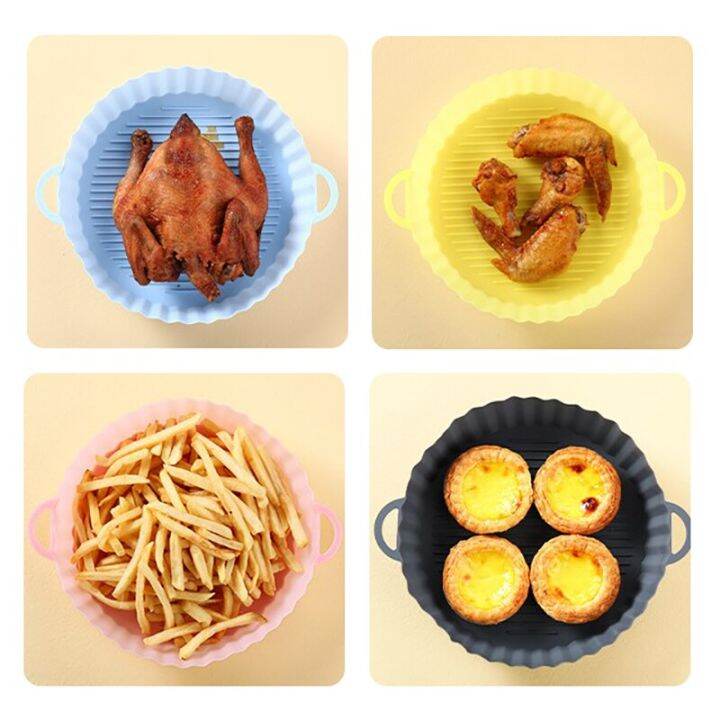 กระทะหม้อทอด-air-fryer-ซิลิโคนไม่ติด30แบบใช้ซ้ำได้ตะกร้าใส่ของอบจานอบถาดอบขนมแผ่นซิลิโคน