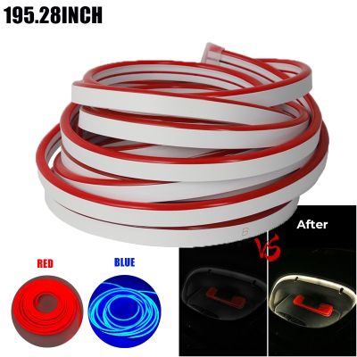 【cw】 195.28Inch Blue/Red Frunk Brighten Strips for Tesla 3 Y S X All Year Front Rear Silicone