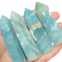 Natural Amazonite and Smoky Quartz Symbiotic Crystal Point Healing Stone Obelisk for Home Decor Pyramid Crystal Energy Stone