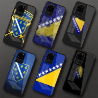 Bosnia Flag Phone Case For Samung A32 A51 A52 NOTE 10 20 S10 S20 S21 S22 Pro Ultra Black PC Glass Phone Cover