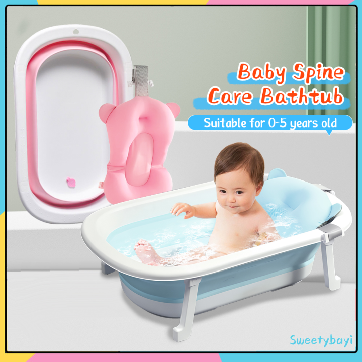 Sweetybayi Foldable Baby Bathtub Baby Bath Tub Portable Shower Newborn NonSlip With Water Stop