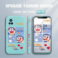 UCUC เคสโทรศัพท์เคสสำหรับ Vivo V21/V21 5G เคสโทรศัพท์ใหม่การ์ตูนแมว Doraemon Anime ด้านข้างออกแบบเคสโทรศัพท์ขอบสี่เหลี่ยมรูปแบบ Liquid ปลอกซิลิโคนคลุมทั้งหมดกล้องเคสป้องกันทนแรงกระแทกเคสหญิง