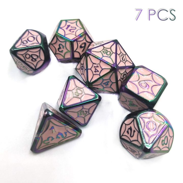 7pcs-set-pink-metal-polyhedral-dice-set-d4-d6-d8-d10-d12-d20-board-game-role-playing-dice