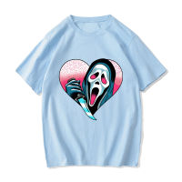 Scream VI Ghostface Heart มีดถือเสื้อยืดผู้ชาย Originality T เสื้อ100 ผ้าฝ้ายเสื้อฤดูใบไม้ผลิและฤดูร้อน Tees ปกติ Top