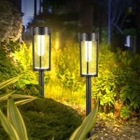 Solar Garden Lights Outdoor, 4 Pack Outdoor Lights Solar Powered with Warm White Tungsten Filament Lights, Waterproof Auto On/Off Solar Garden Ornaments Outdoor for Yard Pathway Patio Decorative