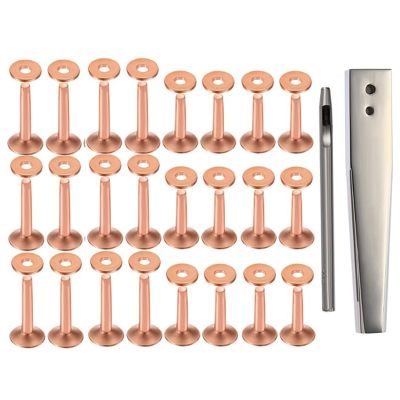 Red Copper Rivet and Burr with Burr Setter Copper Rivet Fastener Install Setting Tool and Hole Punch Cutter Promotion