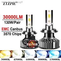 2023 ZTZPIE 4500K 6000K 8000K HB4 HB3 9005 9006 H1 H4 H11หลอดไฟแคนบัสโคมไฟ Led CSP 3570ไฟตัดหมอก30000LM 130W