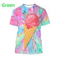 Mens and Womens Fashion Casual T-shirt Summer Cool Ice Cream Fun 3d Printed T-shirt Breathable and Comfortable Soft T-shirt