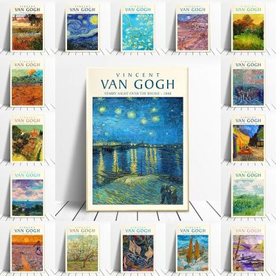 Van Gogh Starry Night บทคัดย่อภูมิทัศน์ผ้าใบโปสเตอร์ที่มีชื่อเสียง CLASSIC Wall Art พิมพ์ภาพตกแต่งห้องนั่งเล่นตกแต่ง...
