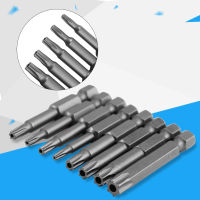 ไขควง Bit Hollow Bit 8 ชิ้น 1/4 Hex Shank T8-T40 50mm Long Steel Magnetic Security Star Screwdriver Bits Set