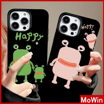 Mowin - เข้ากันได้สำหรับ เคสไอโฟน เคสไอโฟน11 เคส iPhone สีดำเงา นุ่มกันกระแทกป้องกันกล้องสีชมพูสีดำกบน่ารักเข้ากันได้กับ 14 13 Pr