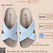 Dép Nữ Nam Quai Chéo Birkens Đế Trấu Màu Trắng - DETA23T CHÍNH HÃNG FULLBOX