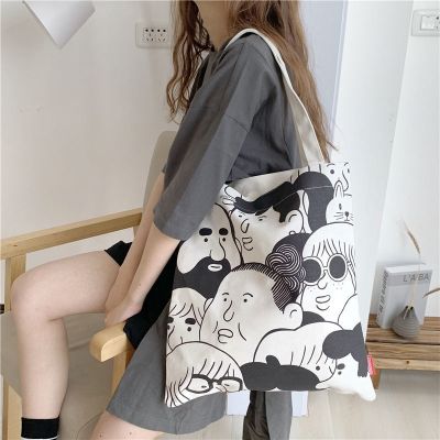 ✘✆ 【Zipper Inner Pocket】Bag Female 2023 New Korean Fashion One Shoulder Canvas Large Capacity Harajuku Japanese Ulzzang Shopping Bag