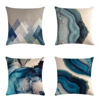 hot！【DT】ↂ  ink painting geometric linen pillowcase cushion home decoration can be customized for you 40x40 50x50
