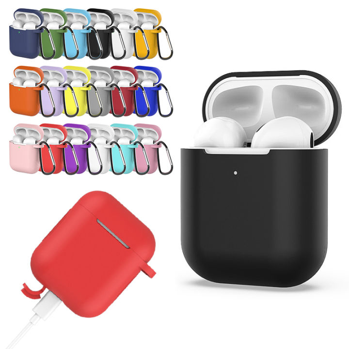 Thicken Cover Anti-drop Dust-proof Buckle Bluetooth Earphone Silicone Case  For Apple Airpods(red)